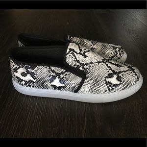 Snakeskin slip on shoes